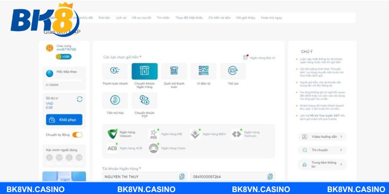 4 bước rút tiền BK8 về thẻ ATM ngân hàng đơn giản